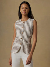 Sun Strider Linen Vest - Cocoa Grove Stripe