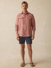 Irish Linen Safari Shirt - Cedar Rose