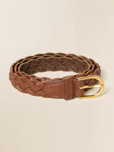 Downtown Braided Leather Belt - Saddle Brown