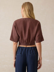 Palma Linen Avery Top - Cocoa