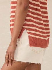 Miramar Linen Sweater Tank - Sandstone Stripe