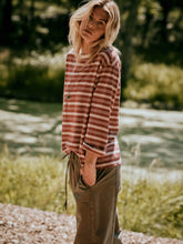 Sunwashed Long-Sleeve Retro Tee - Rosewood Stripe