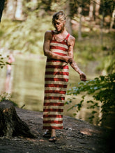 Sunwashed Organic Pocket Tank Dress - Red Ochre Stripe
