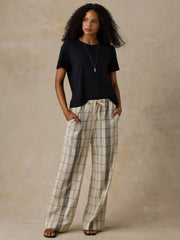 Textured Cotton Laidback Pant - Salt Stone