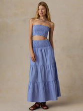Coastal Poplin Maxi Skirt - Deepwater Stripe
