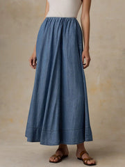 Tried & True Chambray Nera Skirt - River Mist Wash