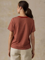 Sunwashed Regenerative Tee - Red Ochre Mini Stripe
