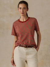 Sunwashed Regenerative Tee - Red Ochre Mini Stripe
