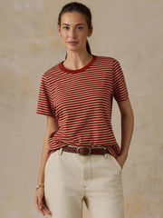 Sunwashed Regenerative Tee - Red Ochre Mini Stripe