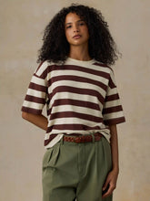 Hemp Blend Vintage Tee - Espresso Stripe