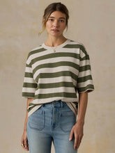 Hemp Blend Vintage Tee - Olive Stripe