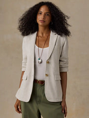 Inlet Knit Blazer - Light Oatmeal Melange