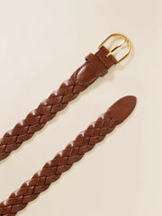 Downtown Braided Leather Belt - Saddle Brown