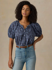 Voile Lettie Top - Blue Moon Petals