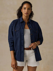 Cotton Hemp Overshirt - Indigo Wharf Stripe