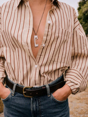 Coastal Poplin Oversized Shirt - Drift Sand Stripe