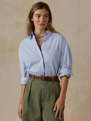 Coastal Poplin Relaxed Shirt - Blue Current