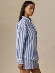 Laguna Linen Relaxed Shirt - Coastal Calm Stripe