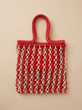 Sunwashed Macrame Tote - Poppy Red