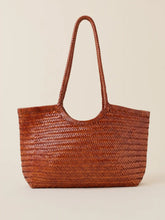Woven Leather Tote - Tan