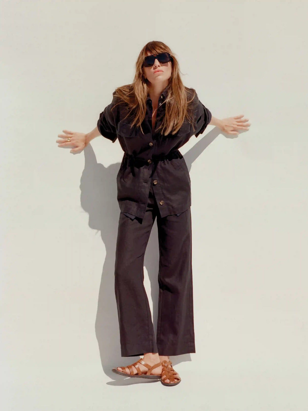 Sun Strider Linen Utility Jacket - Black