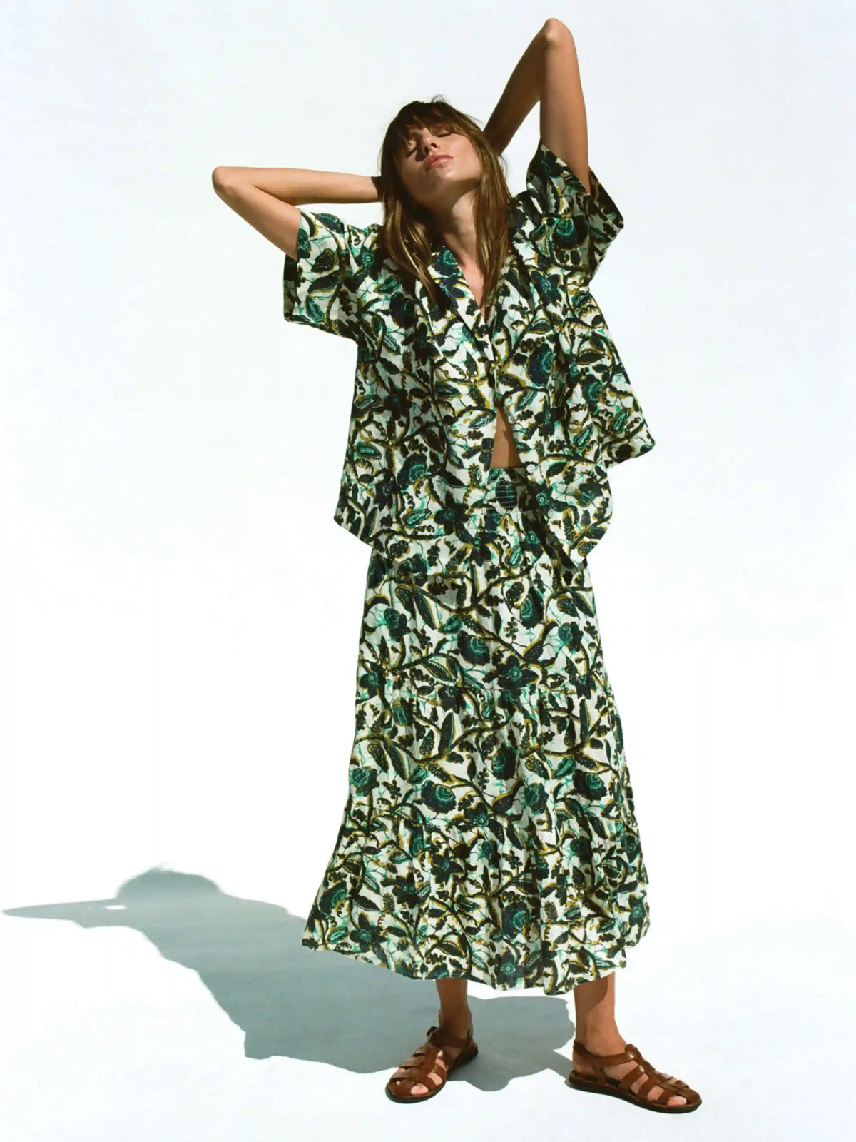 Montecito Linen Maxi Skirt - Tropics