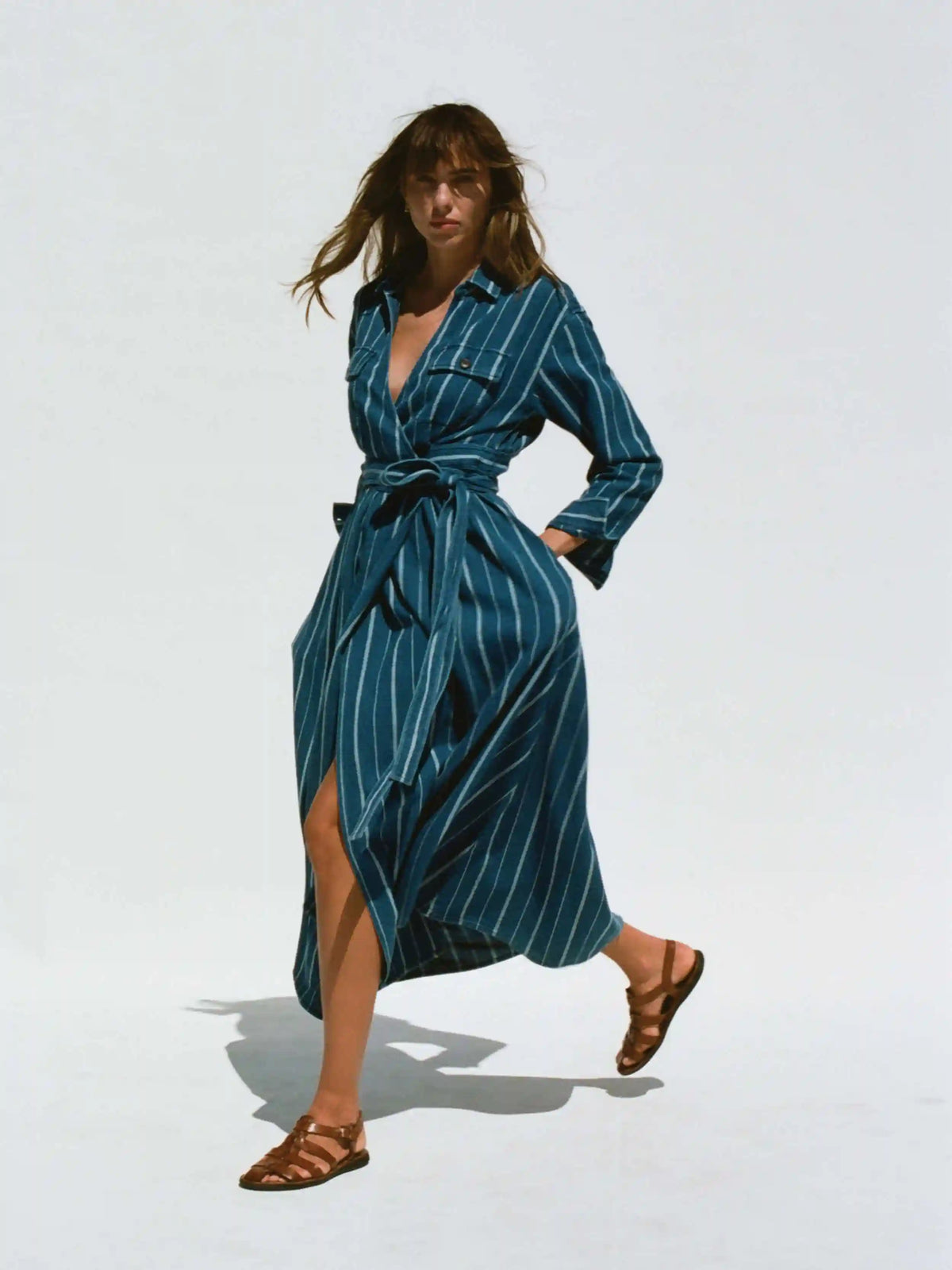 Island Tide Julia Wrap Dress - Indigo Drift Stripe