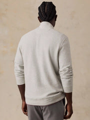 Textured Knit Quarter Zip - Snow Grey Heather