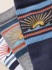 Sun & Waves 3 Pack Sock - Sun And Wave