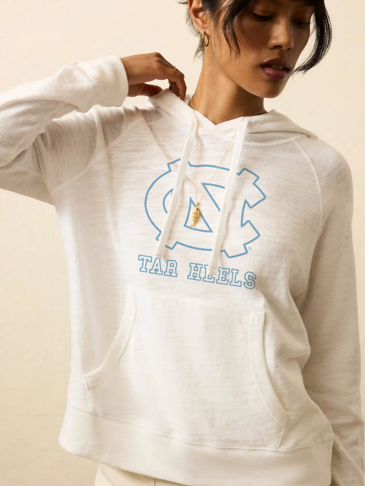 University of North Carolina Sunwashed Slub Hoodie - White