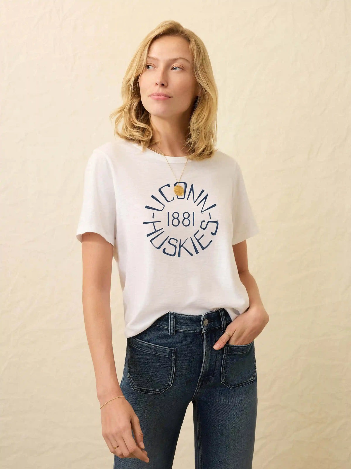 University of Connecticut Sunwashed Regenerative Tee - White