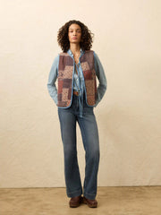 Indigo Quilted Patchwork Vest - Indra Patchwork