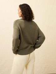Sunwashed Cotton Roll Neck Sweater - Sage