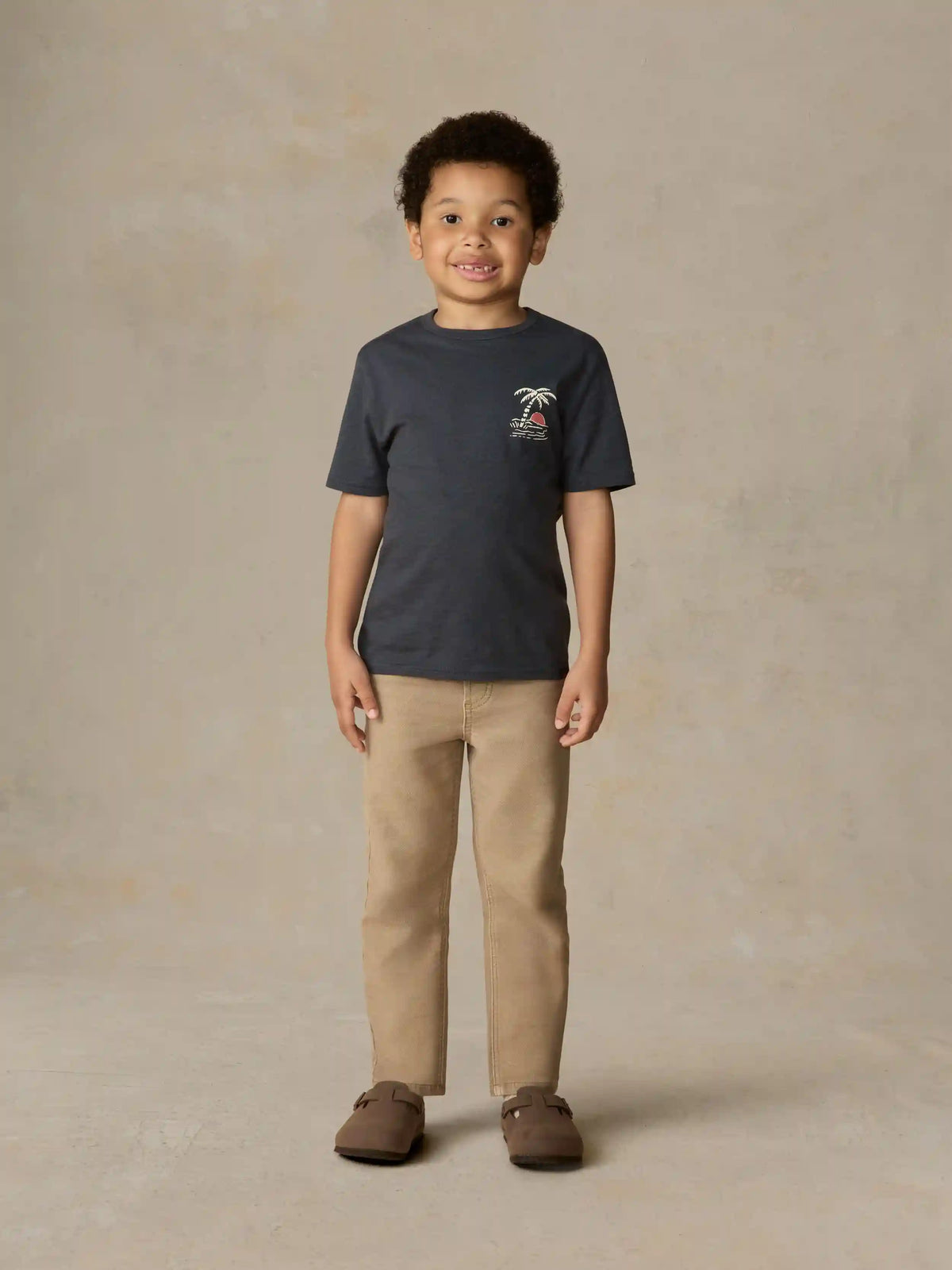 Little Kids Graphic Sun And Wave Tee - Dune Navy
