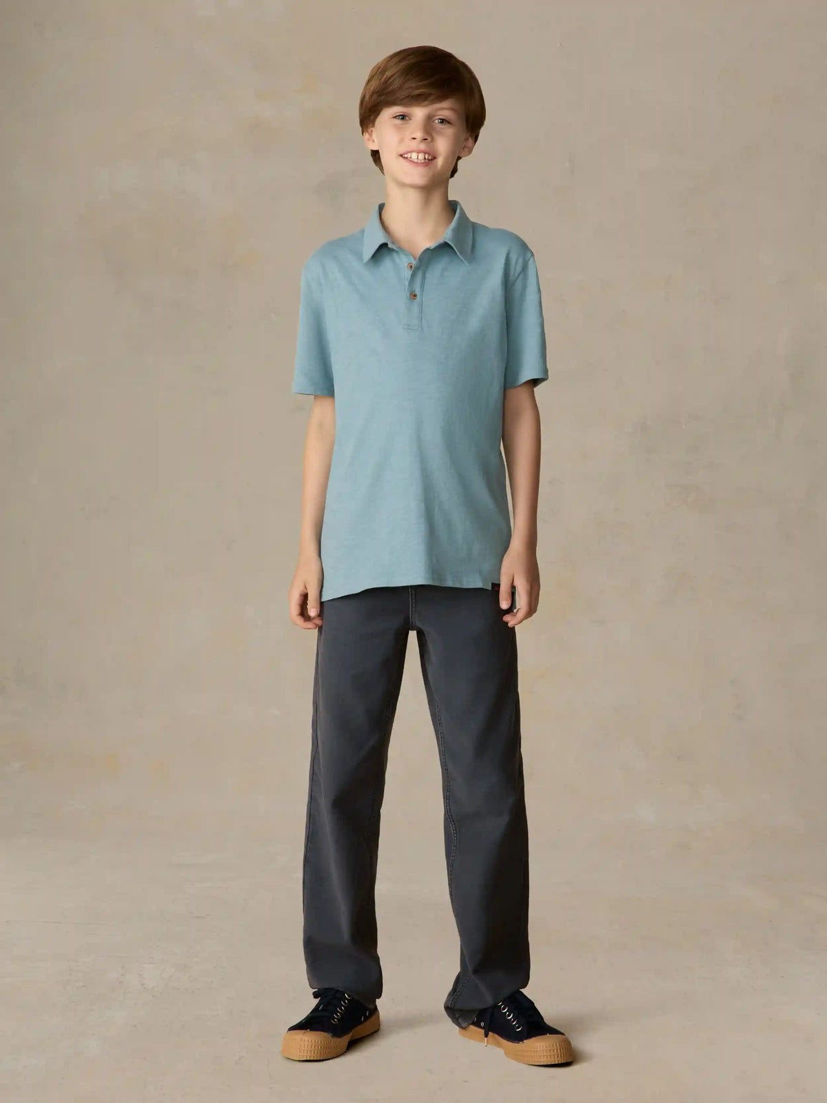 Big Kids Sunwashed T-Shirt Polo - Stormy Lake