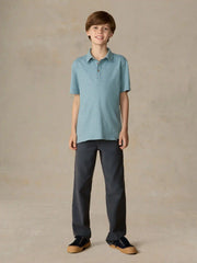Big Kids Sunwashed T-Shirt Polo - Stormy Lake