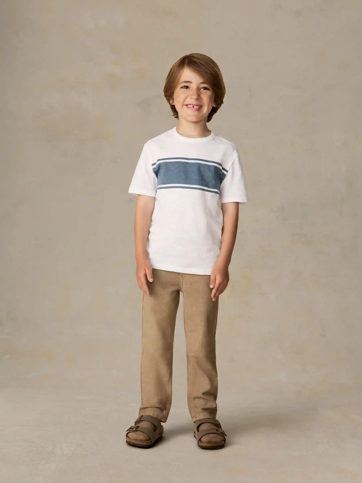 Little Kids Sunwashed Surf Striped Tee - White Surf Stripe