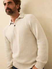 Heirloom Long-Sleeve Sweater Polo - Heather Grey