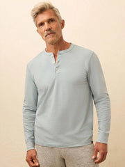 Long-Sleeve Waffle Henley - Alaskan Blue