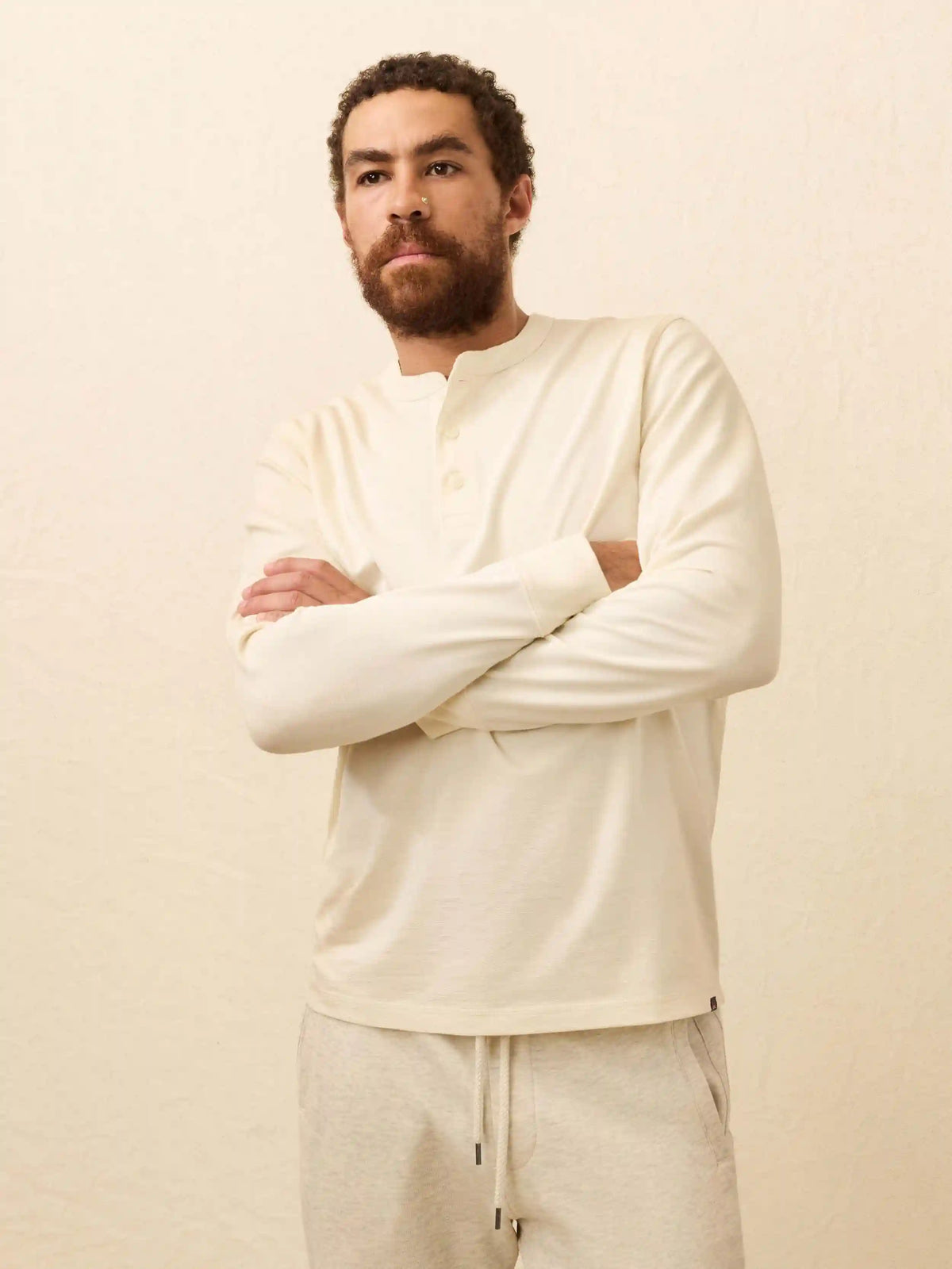 Long-Sleeve Waffle Henley - Snow