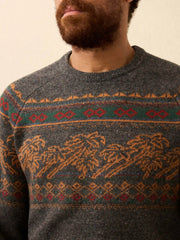 Donegal Crew Sweater - Charcoal Coast Fairisle