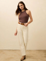 Paradise Pointelle Tank - Chocolate Brown