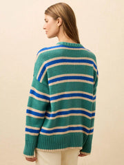Heirloom Cotton Summit Pullover - Shoreline Green Stripe