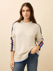 Heirloom Cotton Summit Pullover - Ice Grey Heather Stripe