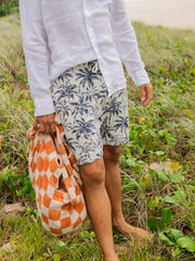 Cabana Towel Terry Sweatshort - Ivory Tropic Trees