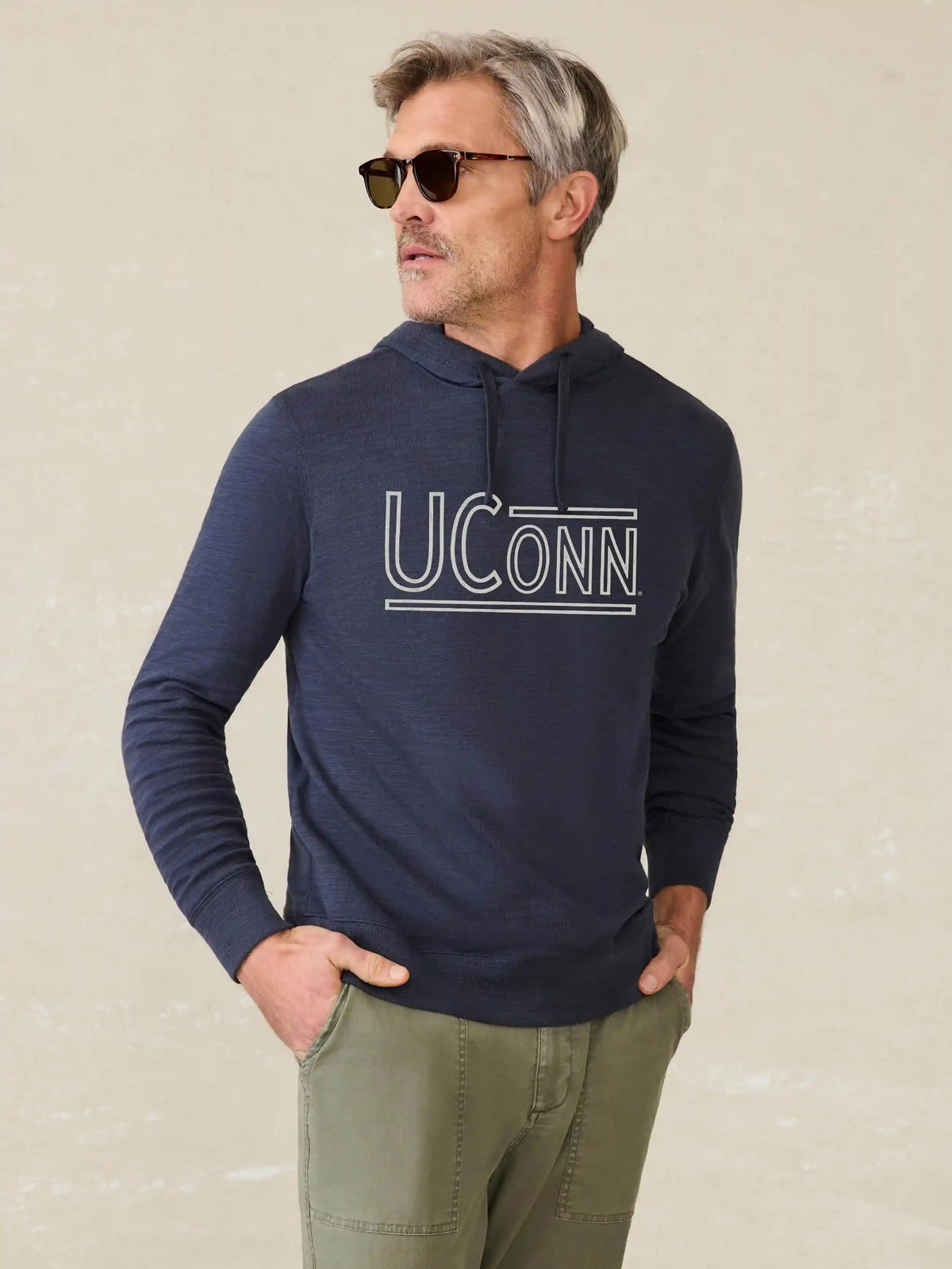 University of Connecticut Sunwashed Slub Hoodie - Blue Nights