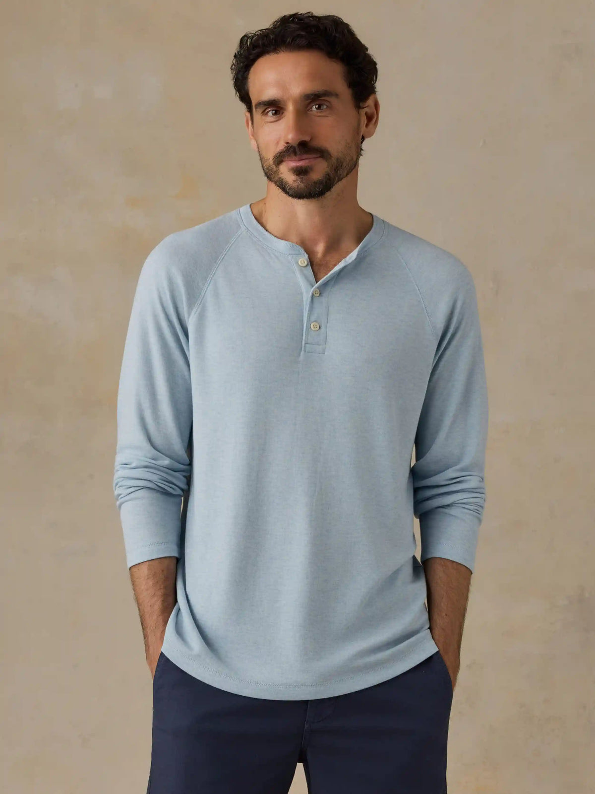 Long-Sleeve Cloud Henley - Arctic Blue Heather