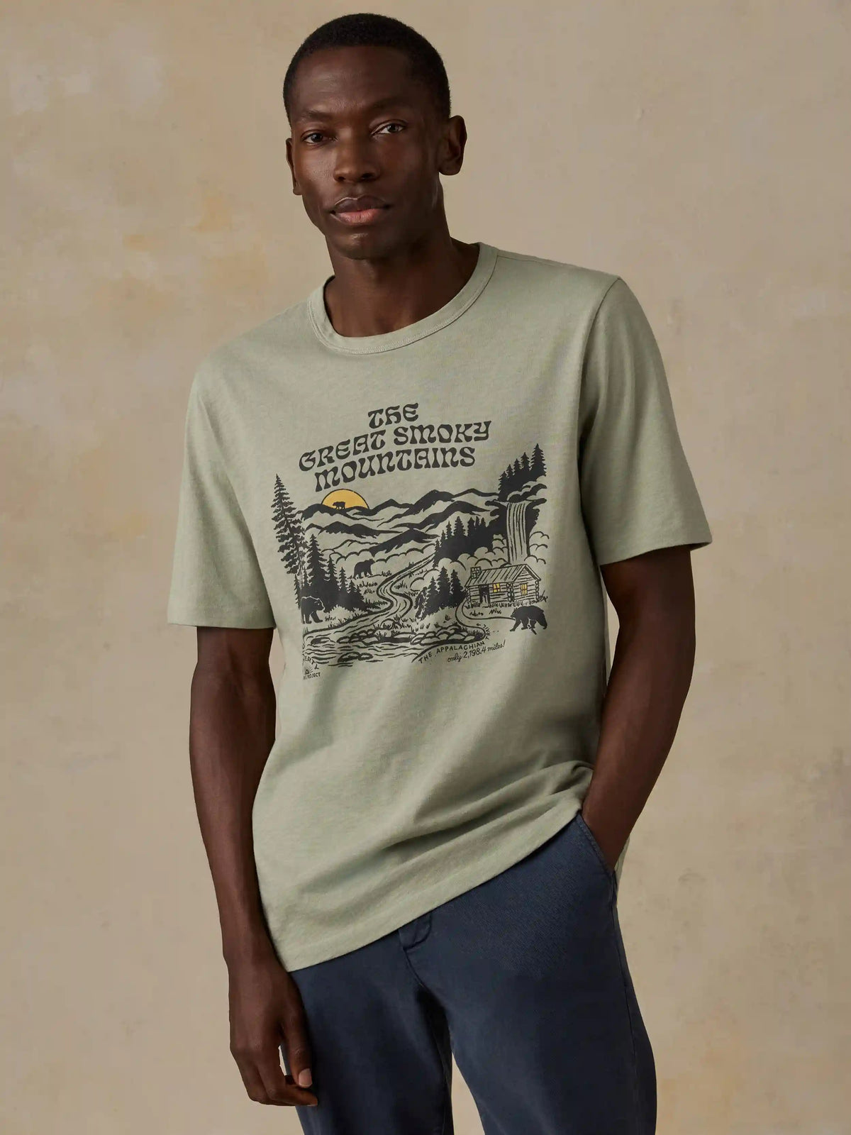Faherty x Parks Project Great Smoky Mountains Short-Sleeve Sunwashed Regenerative Tee - Summer Sage