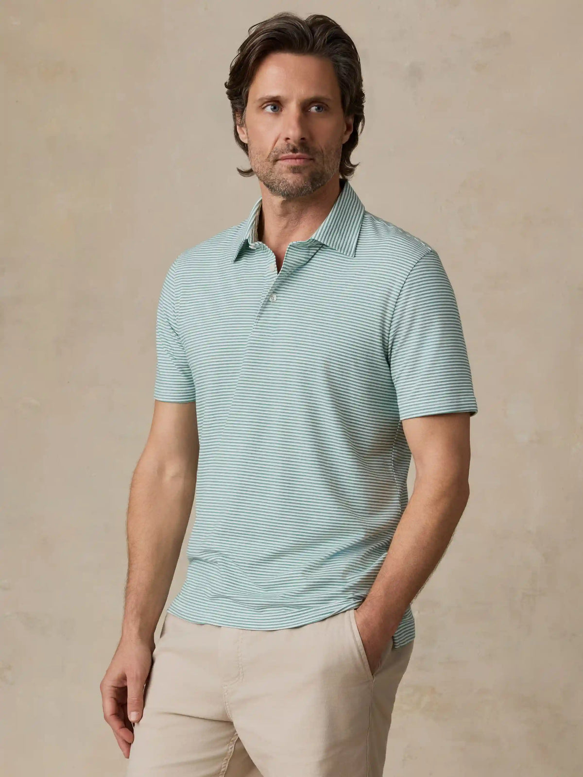 Short-Sleeve Movement™ Polo - Ivory Spring Stripe