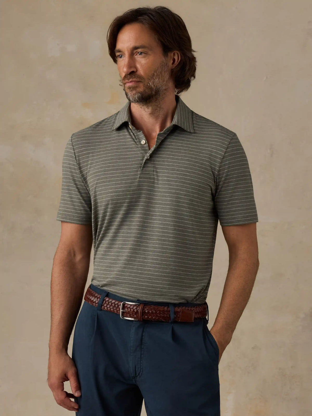 Short-Sleeve Movement™ Polo - Olive Rock Stripe